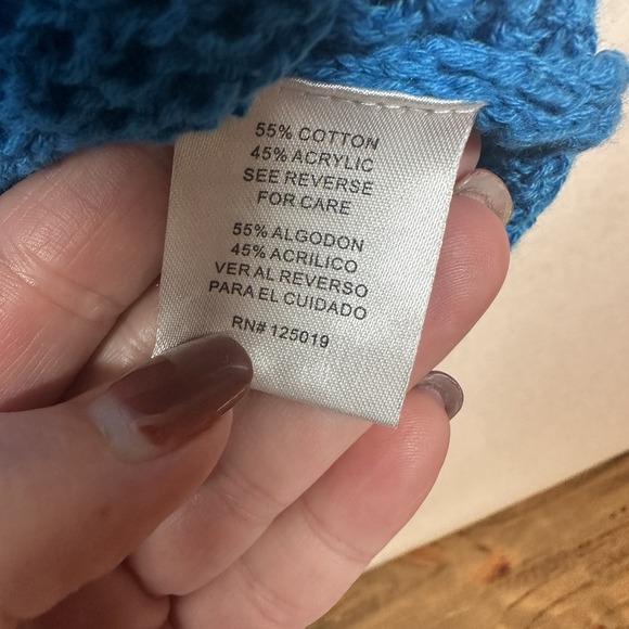 Joseph A Womens Blue Crochet Knit Tunic Top Bell Sleeve Tassel Fringe XL - Picture 3 of 6